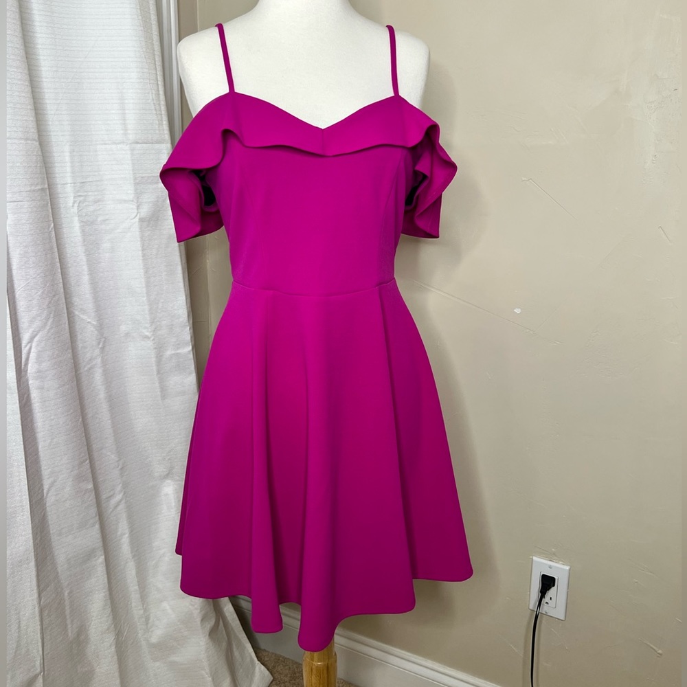 Honey & Rosie Pink Cold Shoulder Mini Dress